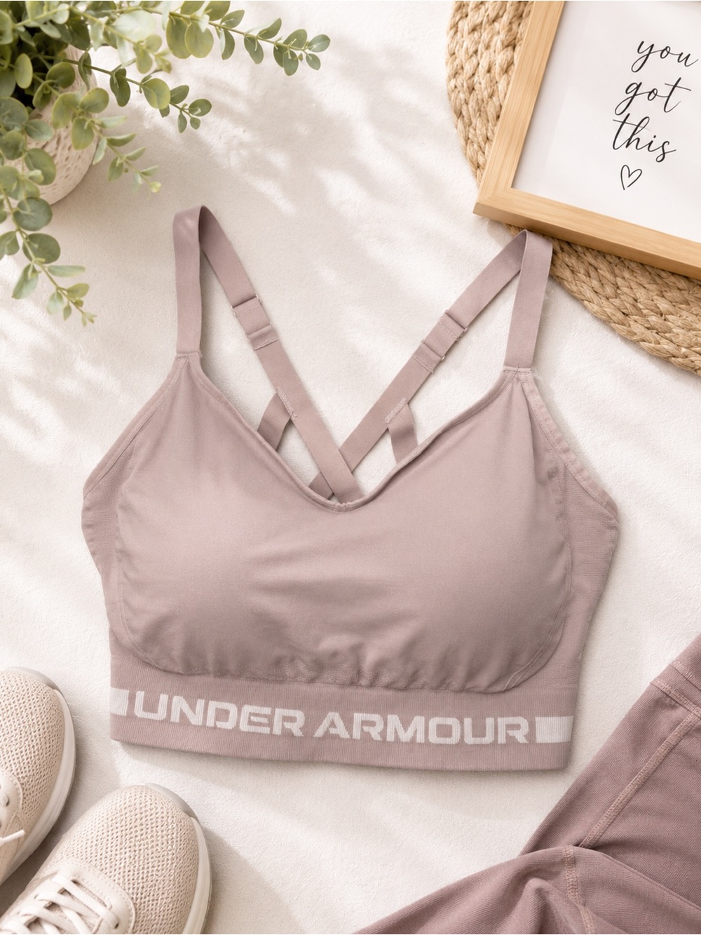 Under Armour Dusty Mauve Crisscross Medium-Support Sports Bra